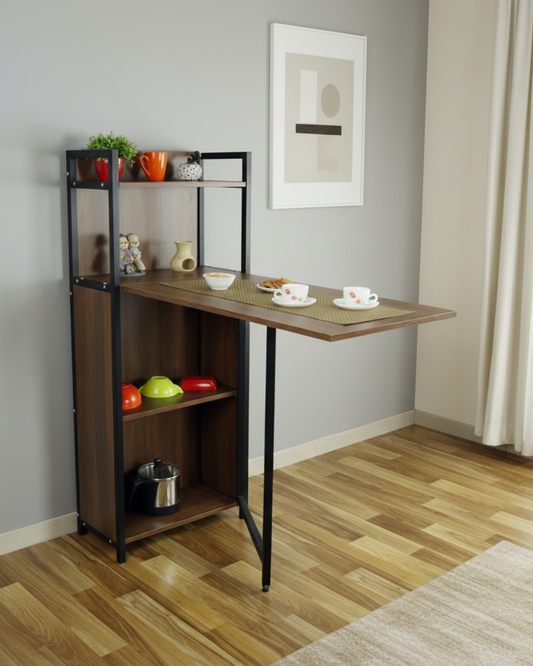 Space-Saving Foldable Dining Table with Storage Shelves SMT 52
