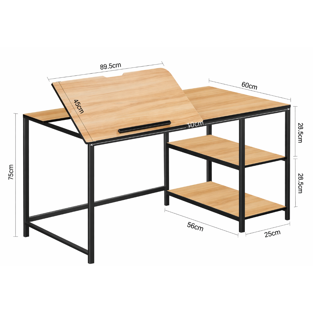 Modern Adjustable Drafting & Study Desk with Storage Shelves SMT 53