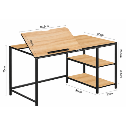 Modern Adjustable Drafting & Study Desk with Storage Shelves SMT 53