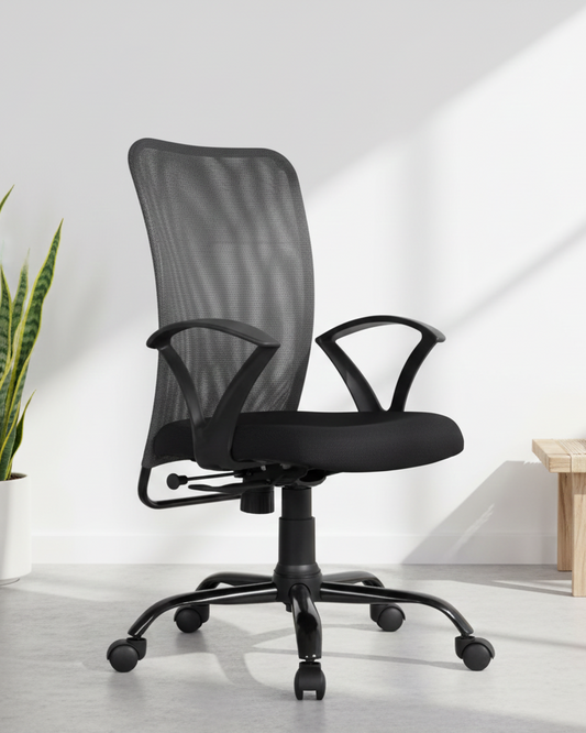 Sigma Mid-Back Net Office Revolving Chair with Fixed Handles