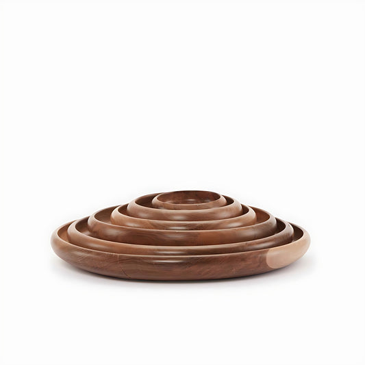 Akrod Walnut Wood Nesting Plates (Set of 6) by Kazuri