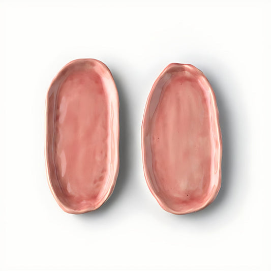 Arcana Rose Stoneware Oval Platters (Set of 2) by Kazuri