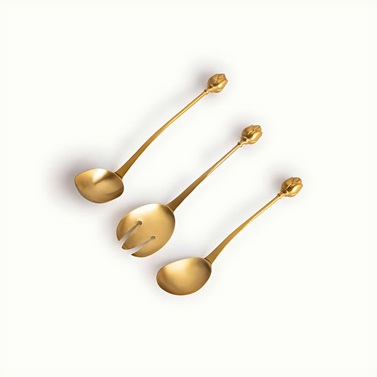 Baseri Brass Serving Set with Spoon by Kazuri