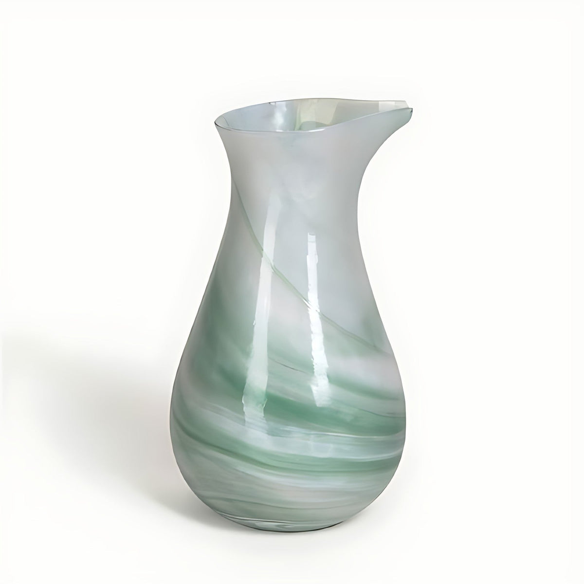 Caprica Nile Glass Pitcher with Green Swirl by Kazuri