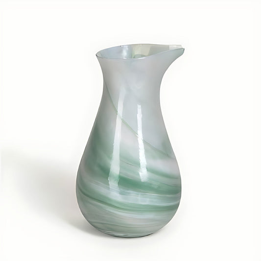 Caprica Nile Glass Pitcher with Green Swirl by Kazuri