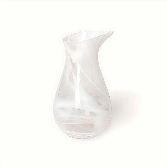 Caprica Glass Pitcher with White Swirl by Kazuri