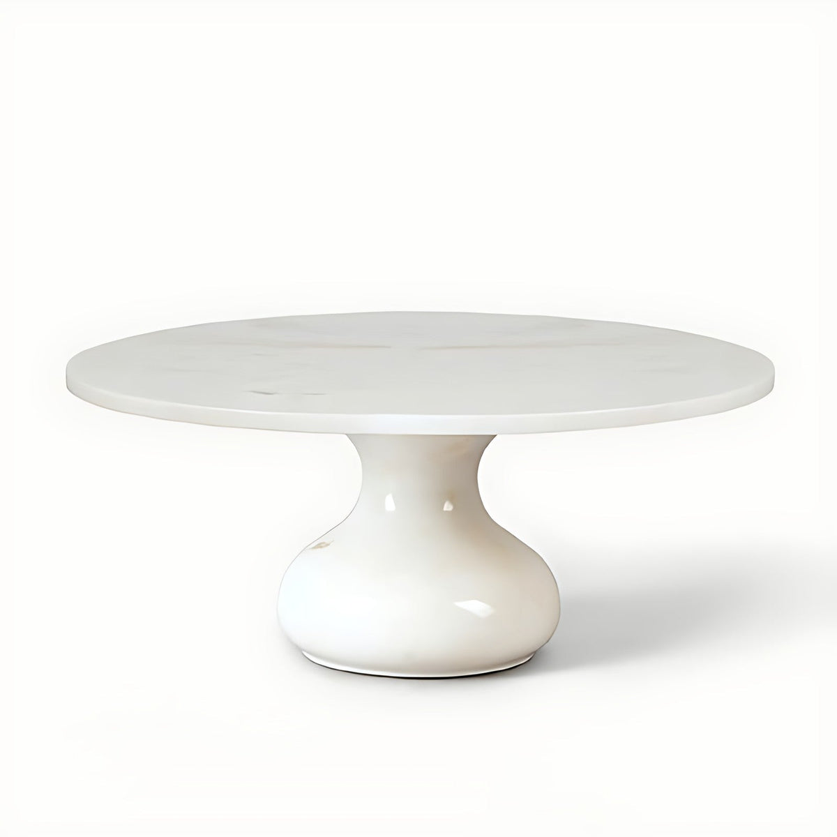 Ciasto White Marble Cake Stand with Pedestal Base by Kazuri