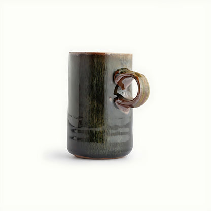 Cory Stoneware Coffee Mug with Reactive Green Glaze by Kazuri