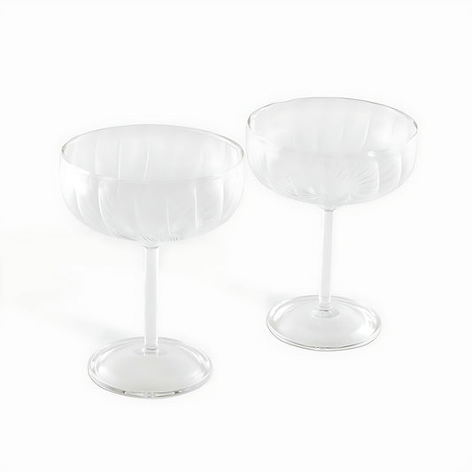 Elan Ribbed Coupe Glasses by Kazuri