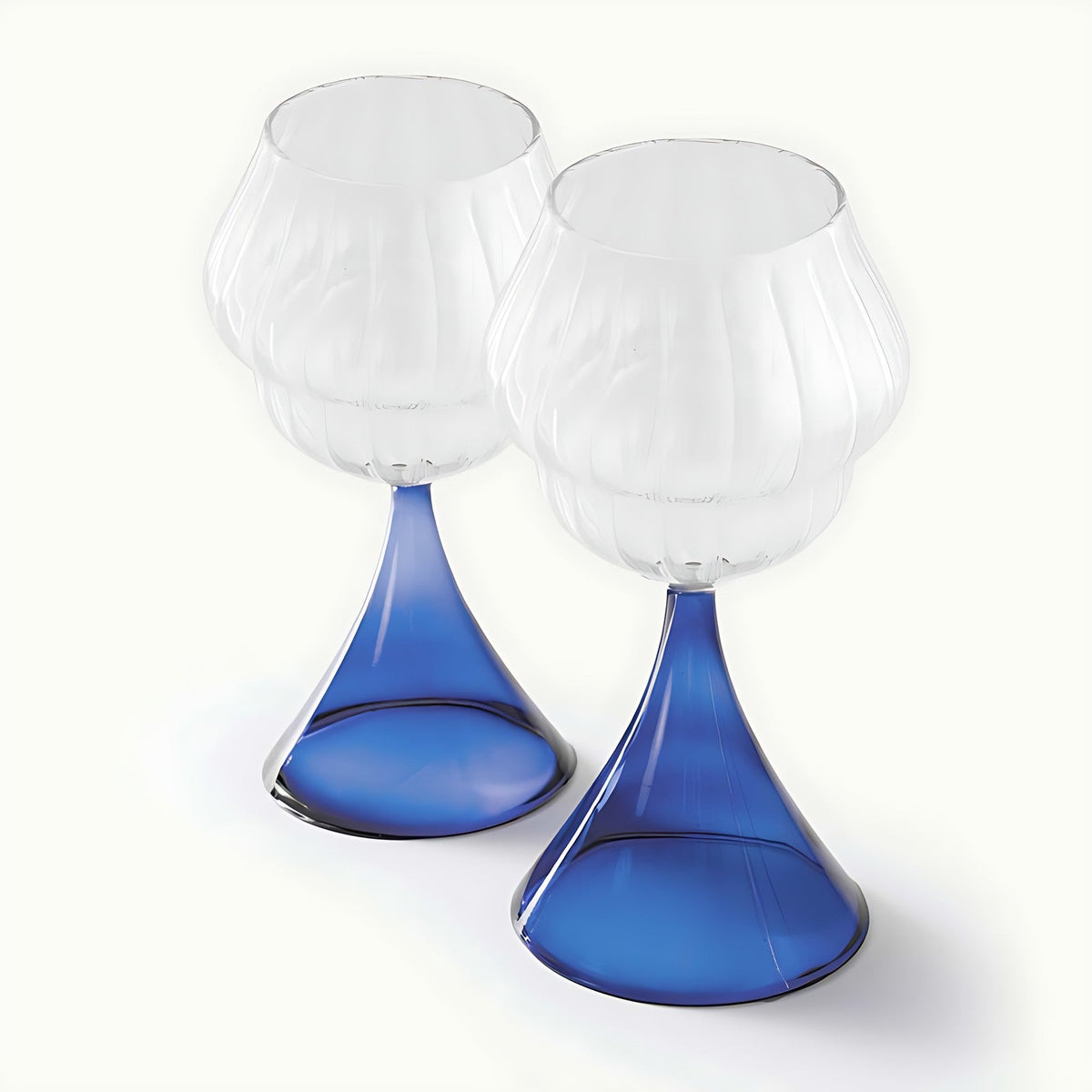 Elysian Wine Glasses with Blue Stem by Kazuri