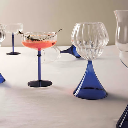 Elysian Wine Glasses with Blue Stem by Kazuri, photo 4 of 4