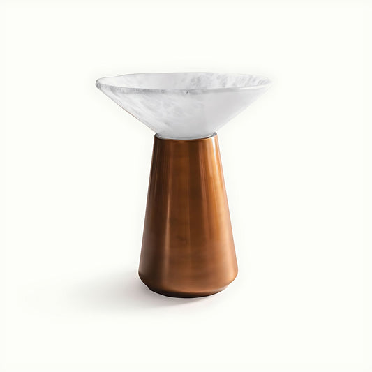 Extended Large Alabaster and Copper-Tone Aluminium Vase by Kazuri