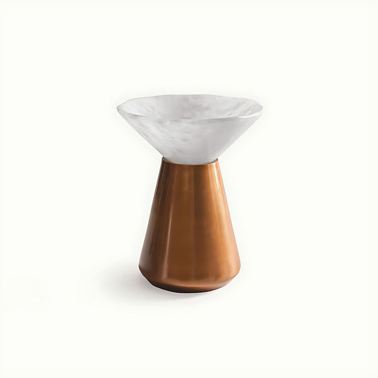 Extended Medium Alabaster and Copper-Tone Aluminium Vase by Kazuri
