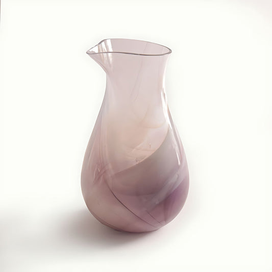 Fiume Glass Water Pitcher with Lilac Swirl by Kazuri