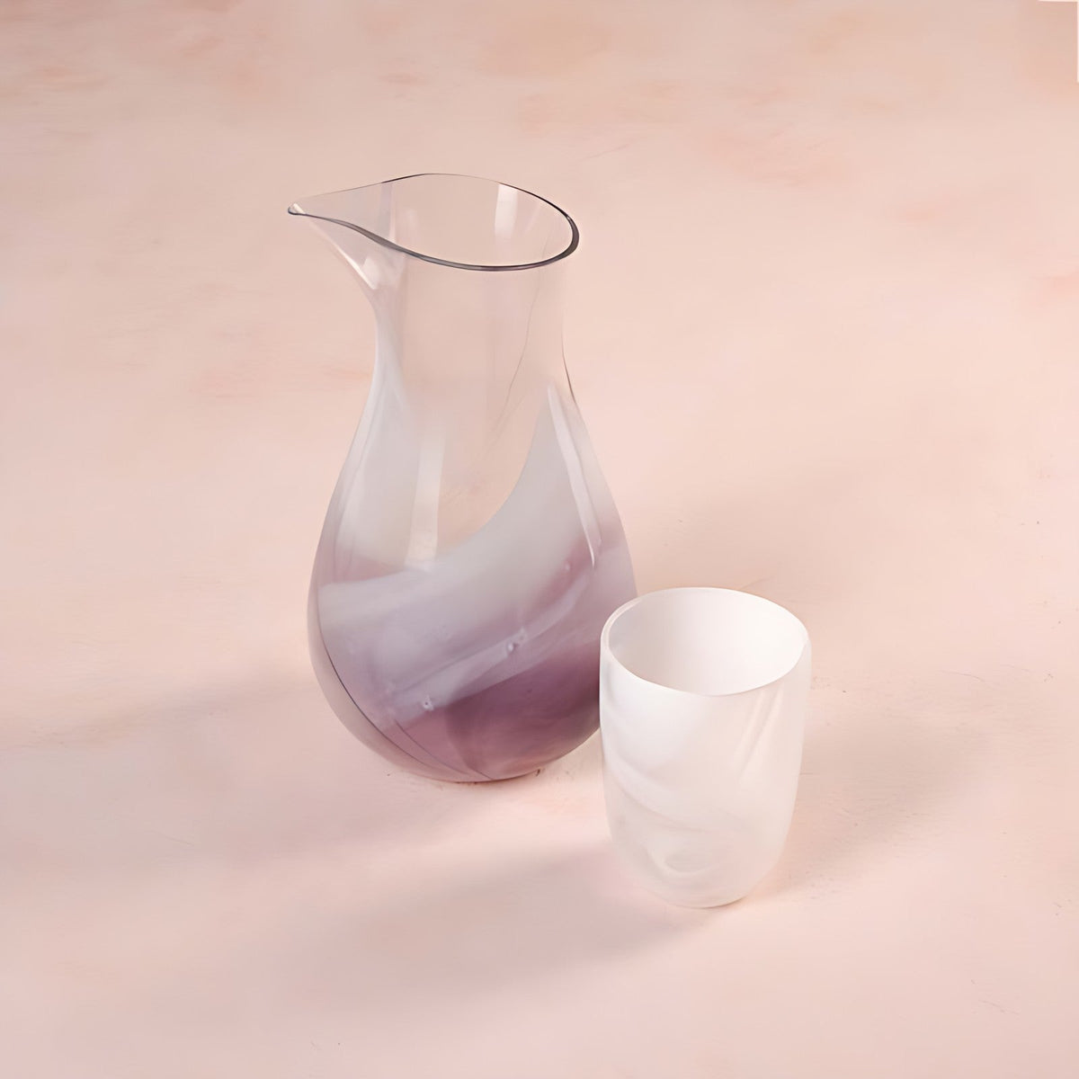 Fiume Glass Water Pitcher with Lilac Swirl by Kazuri, photo 4 of 4