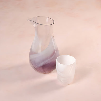 Fiume Glass Water Pitcher with Lilac Swirl by Kazuri, photo 4 of 4