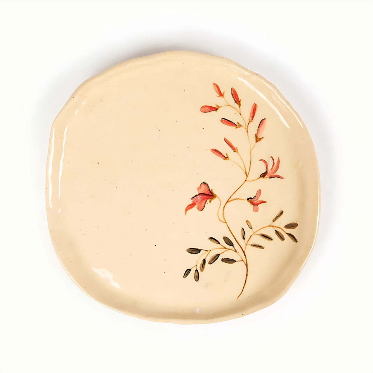 Floral Painted Stoneware Plate by Kazuri
