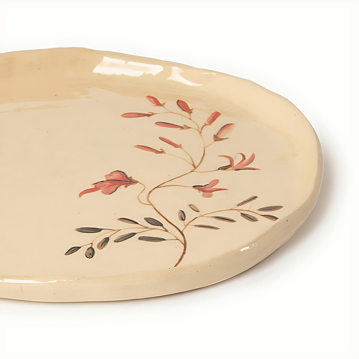 Floral Painted Stoneware Plate by Kazuri, photo 2 of 4