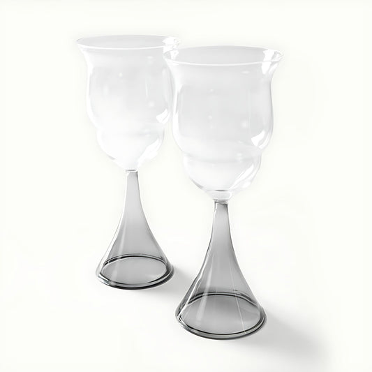 Fumus Wine Glasses with Smoky Grey Stem by Kazuri