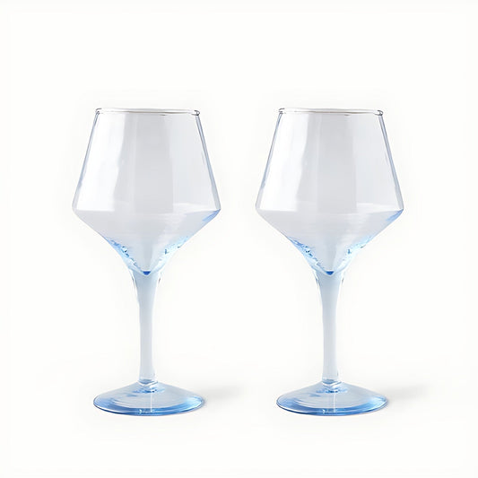 Gallivante Blue Swirl Wine Glasses by Kazuri