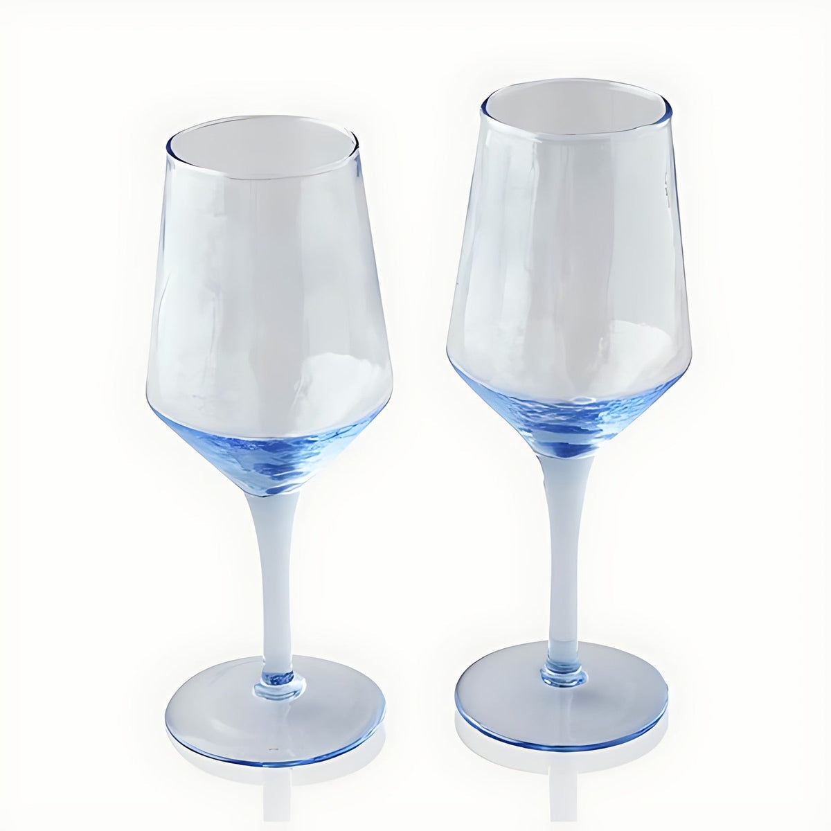 Gallivante Blue Swirl Wine Glasses by Kazuri