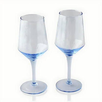 Gallivante Blue Swirl Wine Glasses by Kazuri