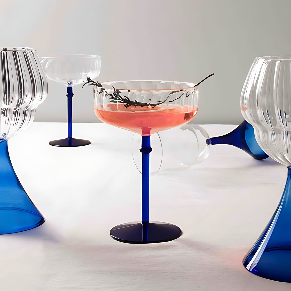 Gill Coupe Glasses with Cobalt Blue Stem by Kazuri, photo 4 of 4