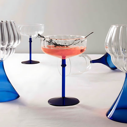 Gill Coupe Glasses with Cobalt Blue Stem by Kazuri, photo 4 of 4