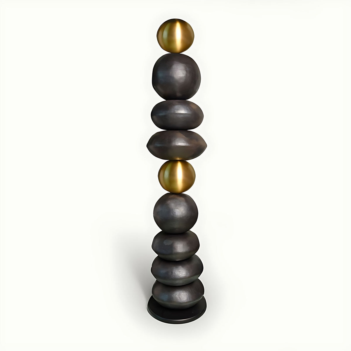 Glint Tall Serpentine Stone and Brass Totem Sculpture by Kazuri