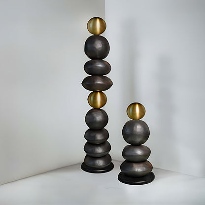 Glint Tall Serpentine Stone and Brass Totem Sculpture by Kazuri, photo 4 of 4