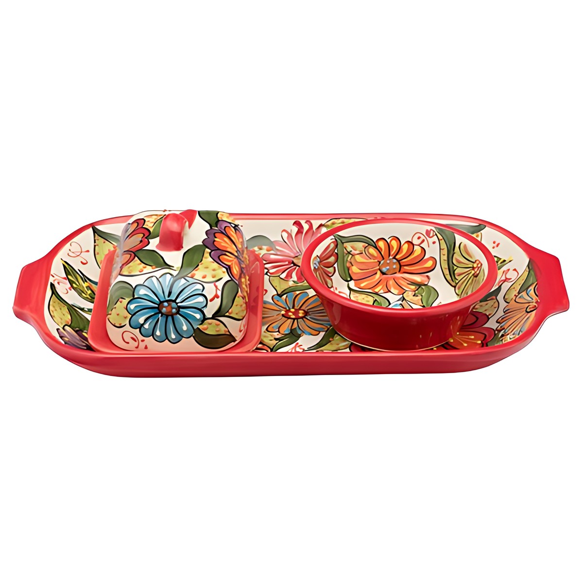 Spanish Pottery Tapas Tray with Bowls by Kazuri
