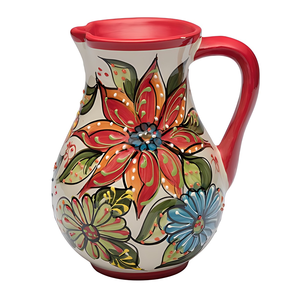 Spanish Pottery Floral Pitcher by Kazuri