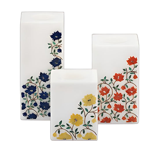 Marble Inlay Floral Vases (Set of 3) by Kazuri