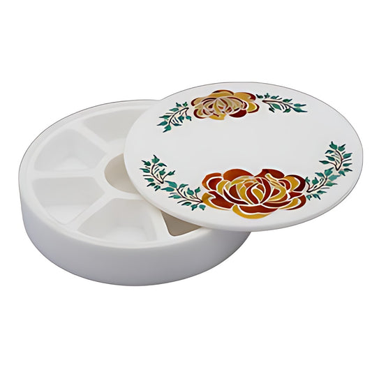 Marble Inlay Sectioned Dry Fruit Box by Kazuri
