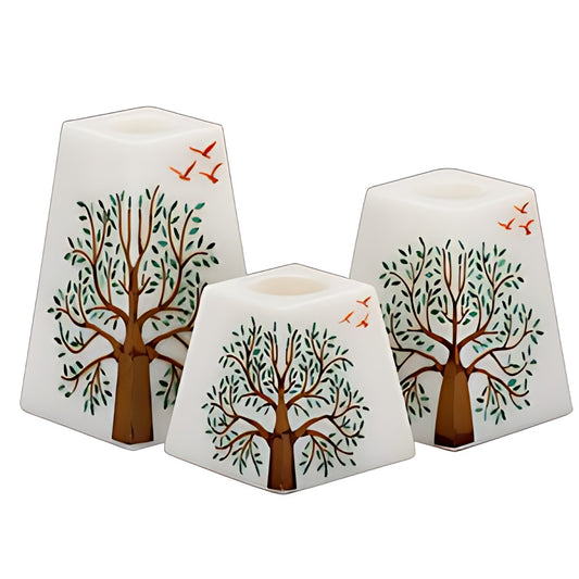 Marble Inlay Tree of Life Tea Light Holders (Set of 3) by Kazuri