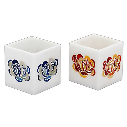 Marble Inlay Square Votives by Kazuri
