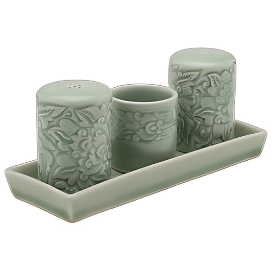 Celadon Canister Set on Tray by Kazuri
