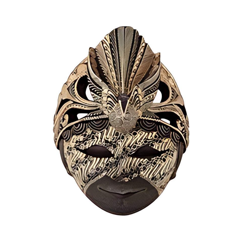 Balinese Painted Mask with Metal Headdress by Kazuri