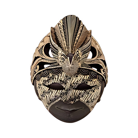 Balinese Painted Mask with Metal Headdress by Kazuri