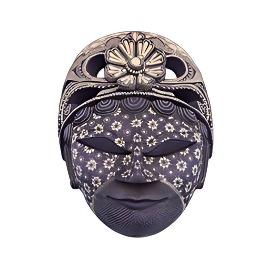 Balinese Painted Mask with Metal Headdress by Kazuri