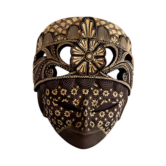 Balinese Painted Mask with Metal Headdress by Kazuri