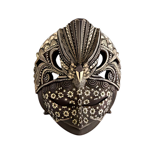 Balinese Painted Mask with Metal Headdress by Kazuri