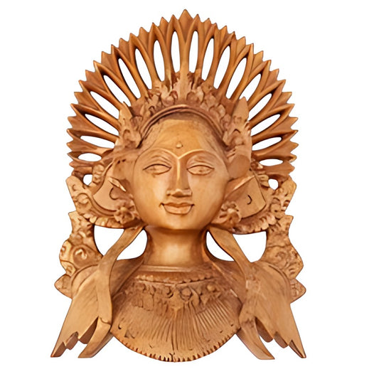 Balinese Carved Wood Goddess Bust by Kazuri