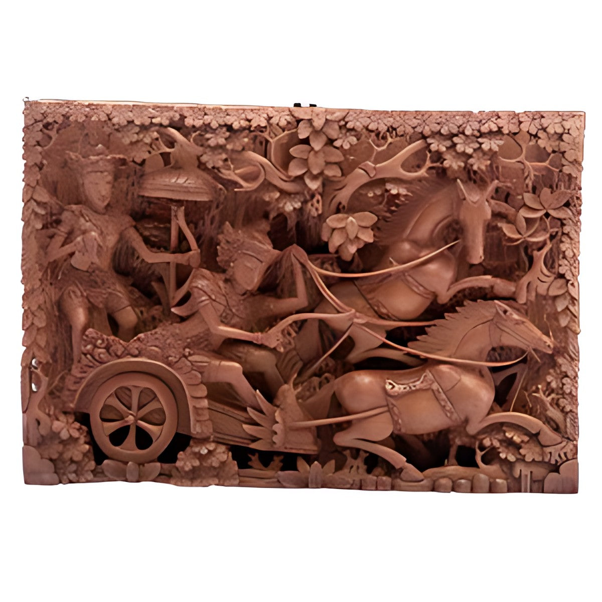 Balinese Carved Wood Chariot Panel by Kazuri