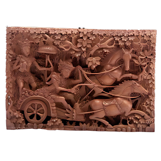 Balinese Carved Wood Chariot Panel by Kazuri
