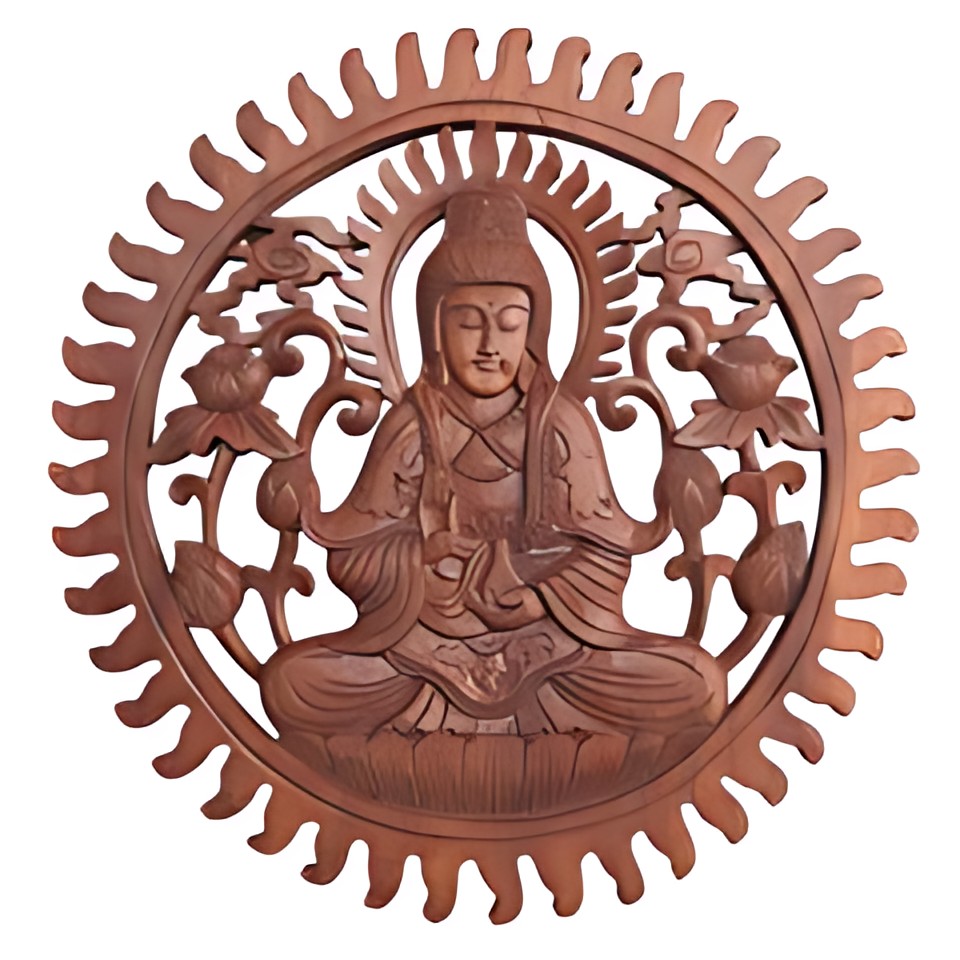 Balinese Carved Wood Buddha Wall Medallion by Kazuri