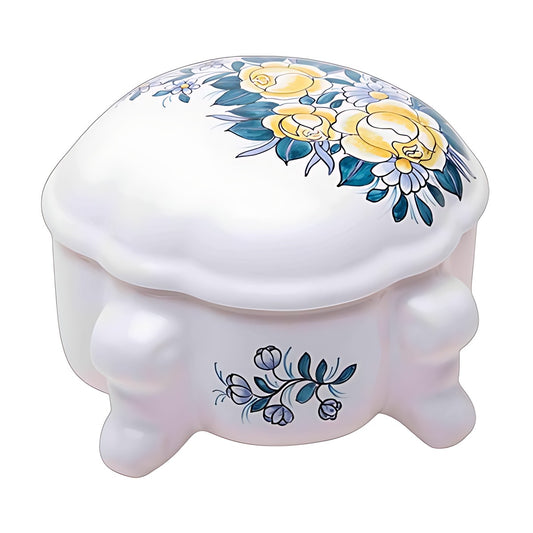 French Porcelain Footed Lidded Box by Kazuri