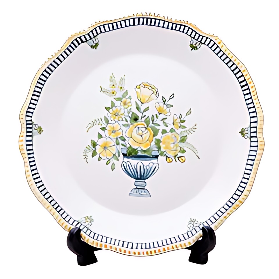 French Porcelain Plate with Stand by Kazuri