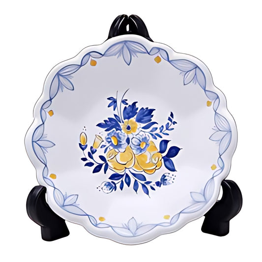 French Porcelain Scalloped Plate with Stand by Kazuri