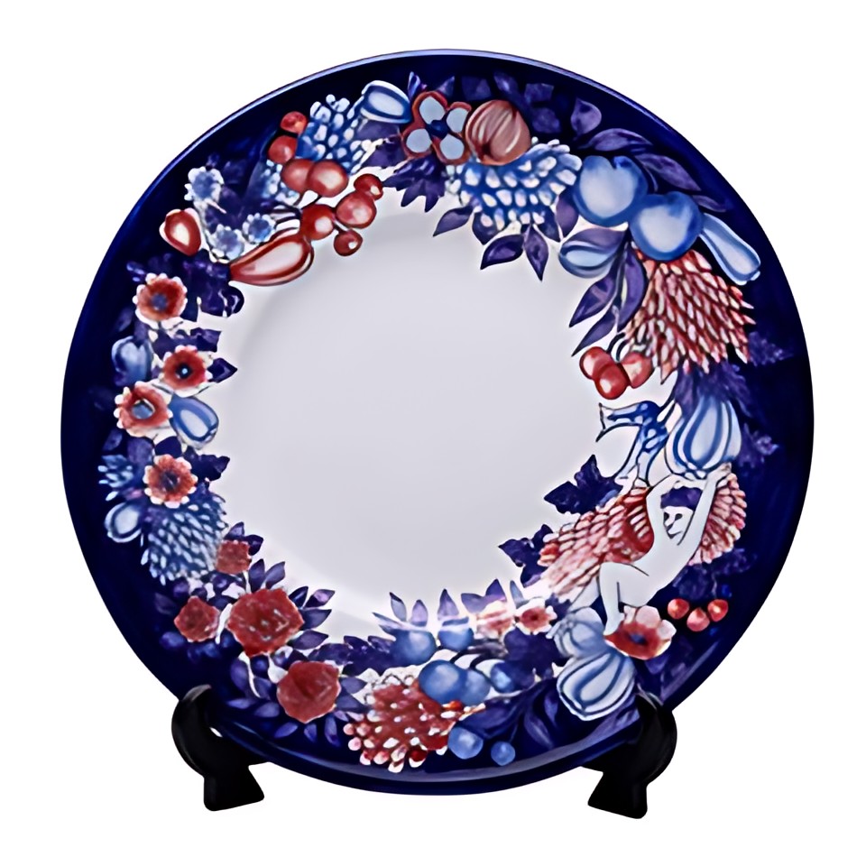 French Porcelain Plate with Stand by Kazuri